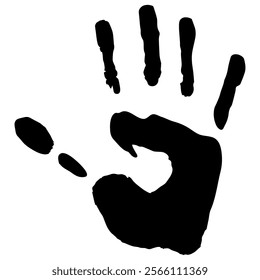 Simple Hand Print silhouette in White Background.