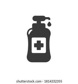 Simple hand sanitizer icon with black color isolated on white background 