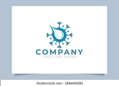 a simple hand sanitizer logo vector graphic with coronavirus or covie-19 and water drop. best for any business especially for medical, pharmacy and health care.