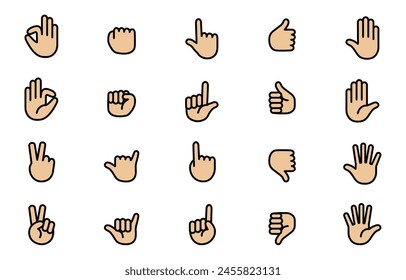 Simple hand sign icon set