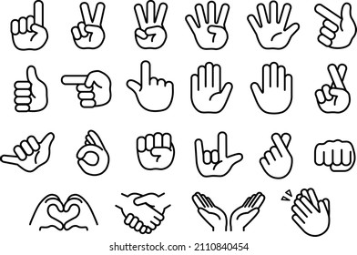 Simple hand sign mark set illustration (only line)