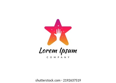 plantilla de diseño de sueños de logotipo de estrella de mano simple