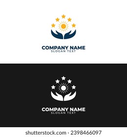 simple hand star in sun logo