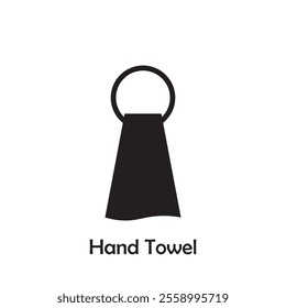 Simple hand towel icon vector isolated on white background in silhouette style. Bathroom accessories. Icon for web design, tag, label.