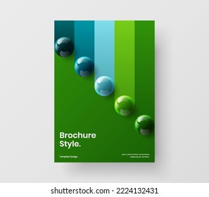 Simple handbill A4 vector design concept. Modern realistic spheres corporate identity layout.
