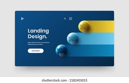 Simple handbill design vector layout. Premium realistic spheres company brochure template.