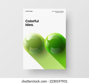 Simple handbill vector design illustration. Trendy realistic spheres catalog cover layout.
