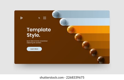 Simple handbill vector design template. Minimalistic realistic spheres landing page concept.