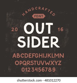 Simple handcrafted sans serif font in traditional style. Uppercase rough alphabet with vintage feeling