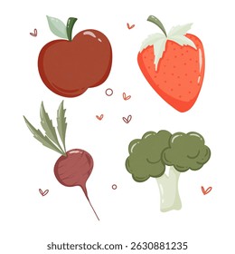 simple handdraw fruits and vegetables illustration art decor