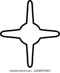 A simple, hand-drawn abstract star or compass icon with four rounded points. Ideal for minimalistic design, navigation, or tech concepts.