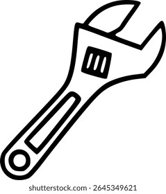 Simples mão-desenhado ajustável spanner line art clip art.