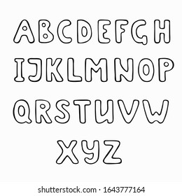 Simple alfabeto dibujado a mano. Letras esquemáticas de estilo libro de historietas. Fuente tipográfica minimalista para afiches, invitaciones, logo. Elementos de letras aisladas del vector de material en un fondo transparente.