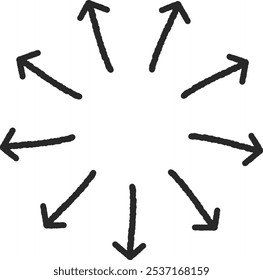 Una simple flecha dibujada a mano con una gruesa Imagen de dispersión