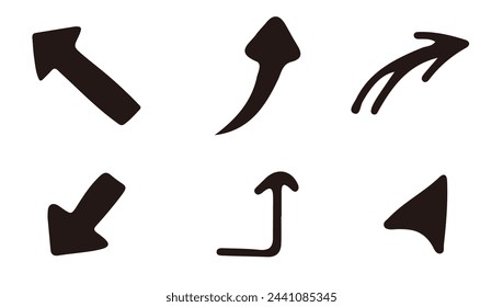 Simple hand-drawn arrow set black