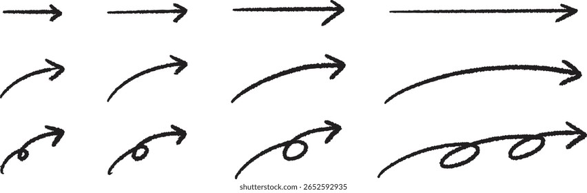 Seta Simples Desenhada À Mão Define Vetor Preto