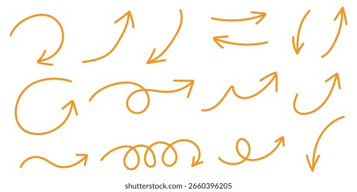 Simple dibujado a mano conjunto de flechas Vector negro