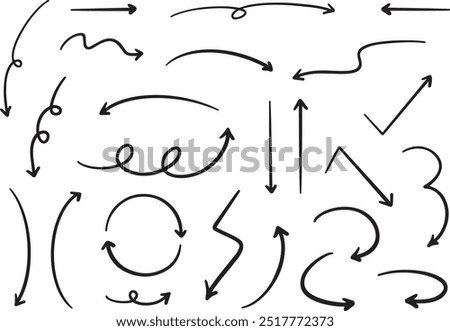 Simple Hand-Drawn Arrow Set Black Vector