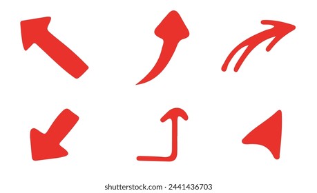 Simple hand-drawn arrow set red
