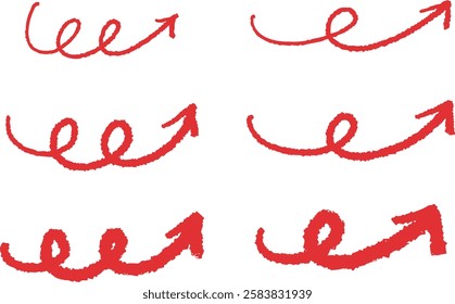 Simple Hand-Drawn Arrow Set Red Vector