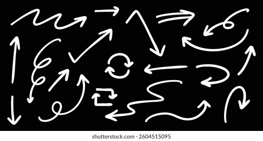 Simple Hand-Drawn Arrow Set white Vector