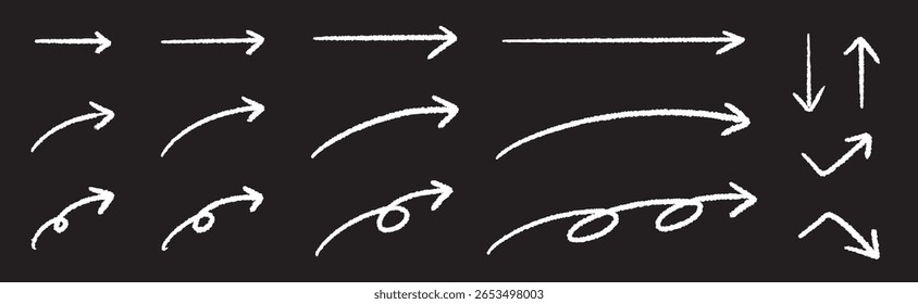 Conjunto de flechas simples dibujadas a mano Vector blanco