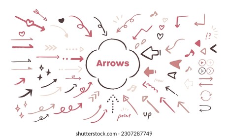 Simple hand-drawn arrows. Vector illustration set.