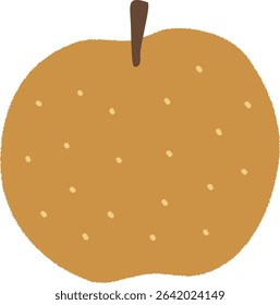 Simple Hand-Drawn Asian Pear Fruit Illustration
