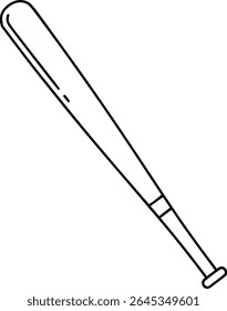 Simple hand-drawn baseball bat line art clip art.