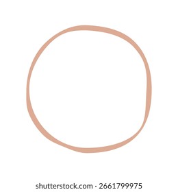 Simple, hand-drawn beige circle frame, perfect for adding text or images. Minimalist and versatile design element for various projects. Ideal for branding, social media, and web design.