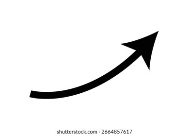 Una simple flecha negra dibujada a mano se curva hacia arriba y hacia la derecha contra un fondo blanco limpio, simbolizando el crecimiento, el progreso y la dirección positiva.