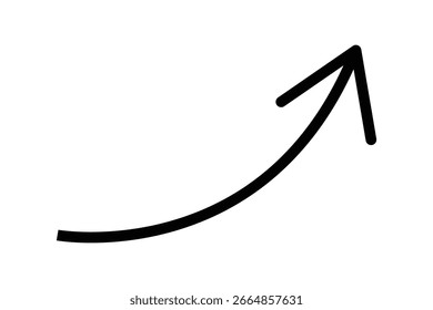 A simple, hand-drawn black arrow curves upwards and to the right against a clean white background, symbolizing progress, growth, or direction.