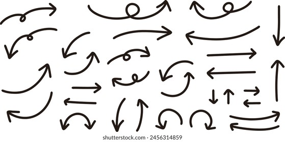 Simple hand-drawn black arrow set