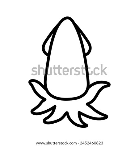 Simple handdrawn black line art squid animated cartoon doodle vector illustration  clipart for kids ocean book coloring and drawing islated on white background