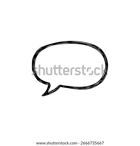 Simple hand-drawn black speech bubble on a clean white background, empty.