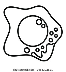 Simple handdrawn black and white cartoon outline illustration of a fried egg, perfect for menus, coloring books, and culinary concepts