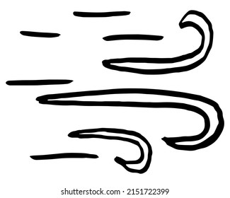 Simple Hand-drawn Black And White Linear Icon Of The Hurricane. Cartoon Rough Vector Sketch Isolated On Transparent Background