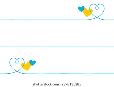 Simple hand-drawn blue and yellow heart-shaped line art.