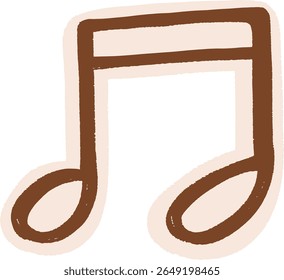 Simple hand-drawn brown music note doodle