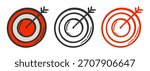 Simple hand-drawn cartoon target with arrow icon illustration for goal, focus, strategy, and creative project