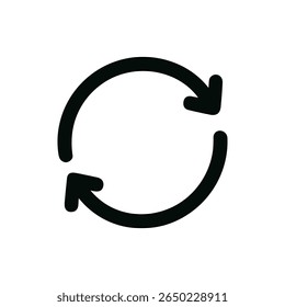 Ícone de Loop de Atualização do Processo de Fluxo de Seta Circular Desenhada à Mão Simples