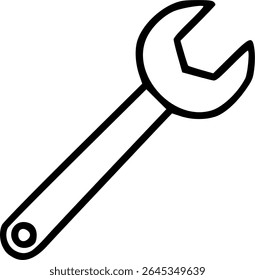 Simple hand-drawn crescent wrench line art clip art.