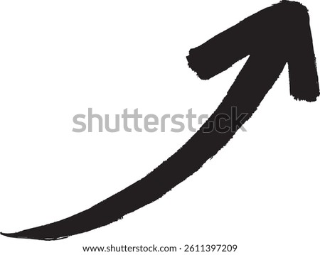 simple hand-drawn curved arrow pointing up right vector illustration