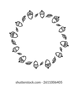 Simple hand-drawn cute acorn frame