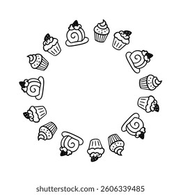 Simple hand-drawn cute cake frame