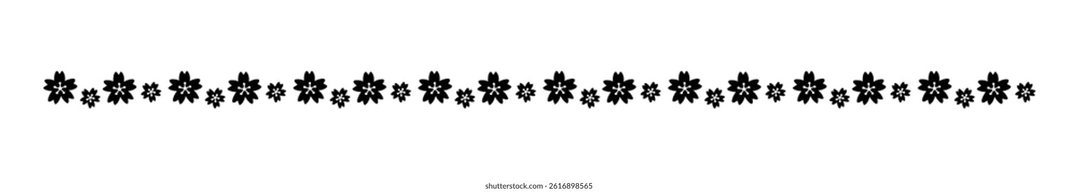 Simple hand-drawn cute cherry blossom border