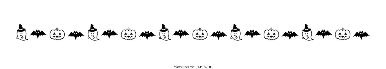 Simple hand-drawn cute Halloween border