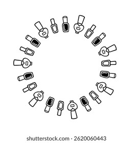 Simple hand-drawn cute nail polish frame