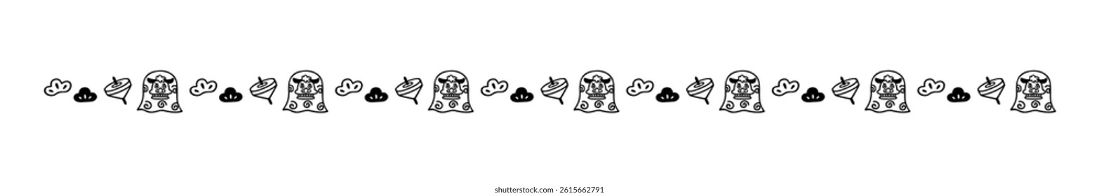 Simple hand-drawn cute new year decoration border