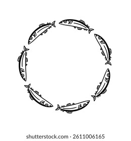 Simple hand-drawn cute sanma frame